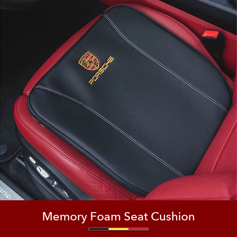 Porsche crest Memory Foam Seat Cushion in Diamond Black