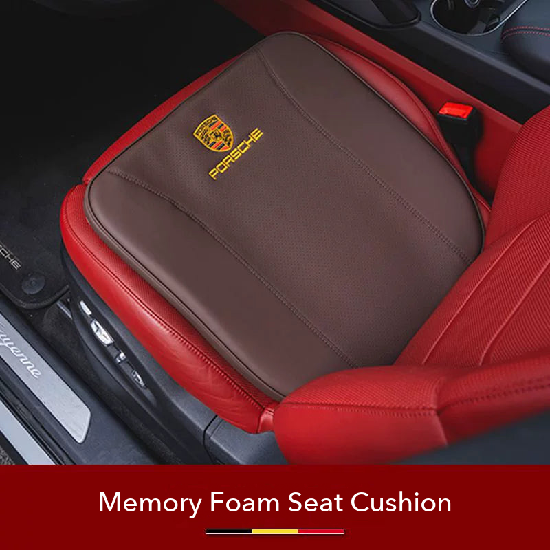 Porsche crest Memory Foam Seat Cushion in Mocha Brown
