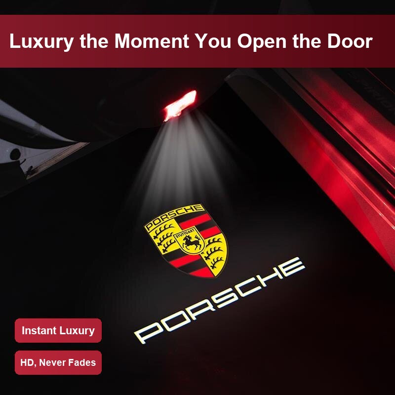 Porsche door light - color crest projection