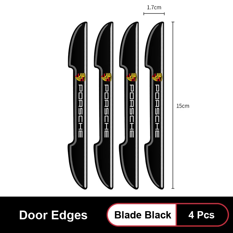 Porsche door edge guards, Blade Black, 4 pieces, 15 cm x 1.7 cm