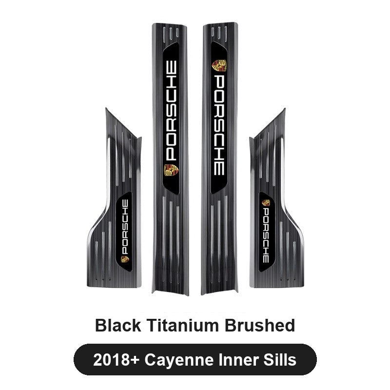 Porsche door sill guards – Black Titanium Brushed, 2018+ Cayenne Inner Sills