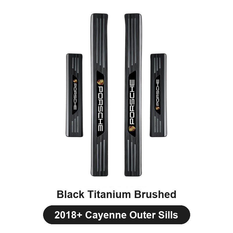 Porsche door sill guards – Black Titanium Brushed, 2018+ Cayenne Outer Sills