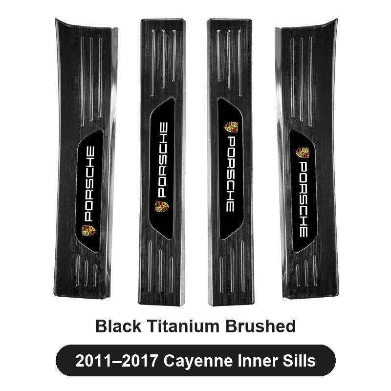 Porsche door sill guards – Black Titanium Brushed, 2011–2017 Cayenne Inner Sills