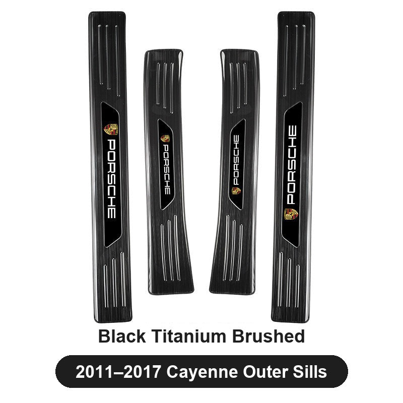 Porsche door sill guards – Black Titanium Brushed, 2011–2017 Cayenne Outer Sills
