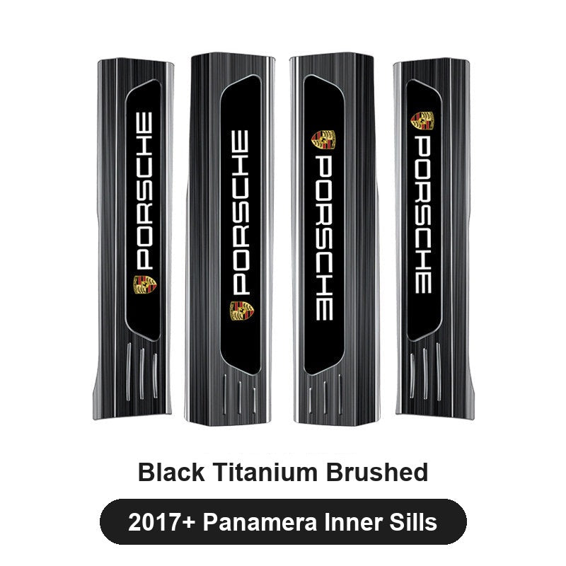Porsche door sill guards – Black Titanium Brushed, 2017+ Panamera Inner Sills
