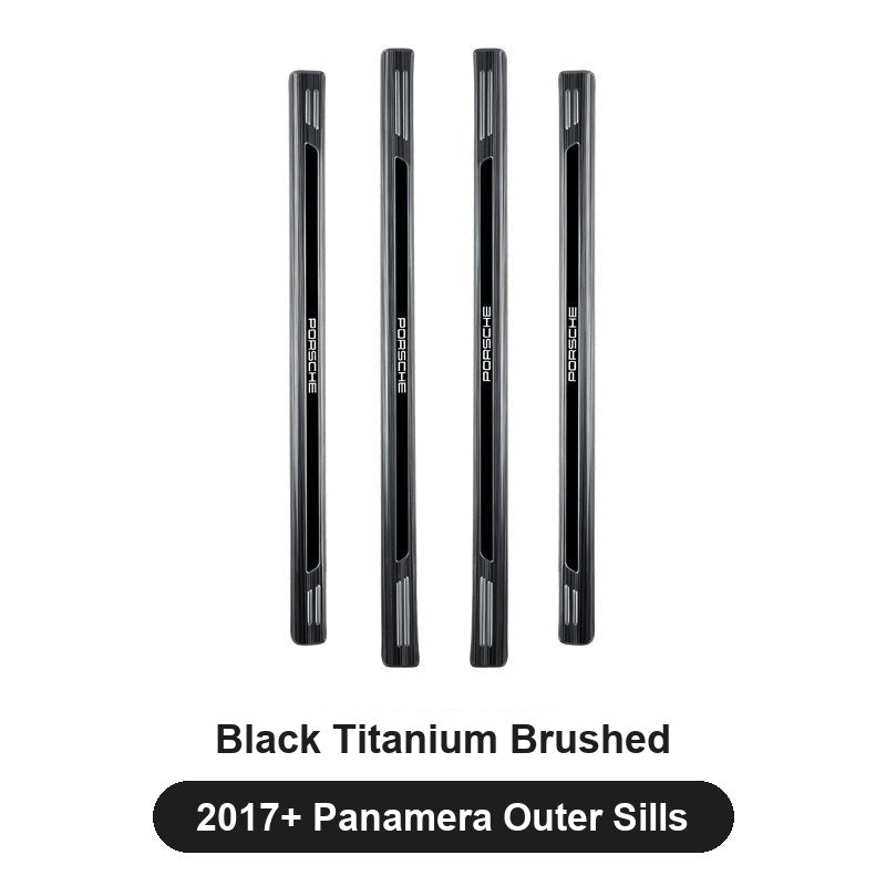Porsche door sill guards – Black Titanium Brushed, 2017+ Panamera Outer Sills