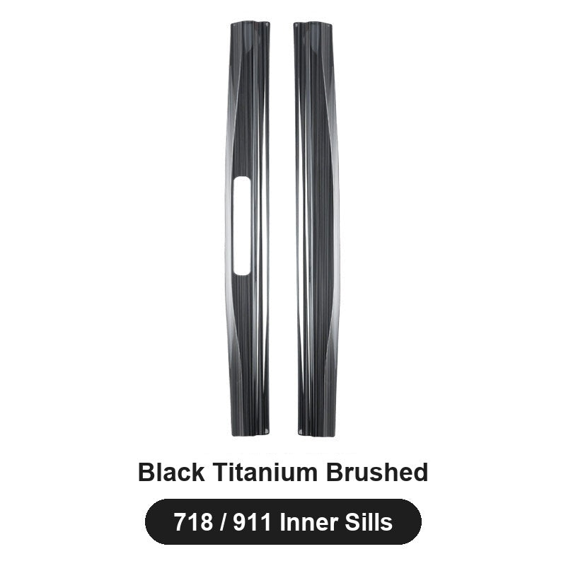 Porsche door sill guards – Black Titanium Brushed, 718 / 911 Inner Sills