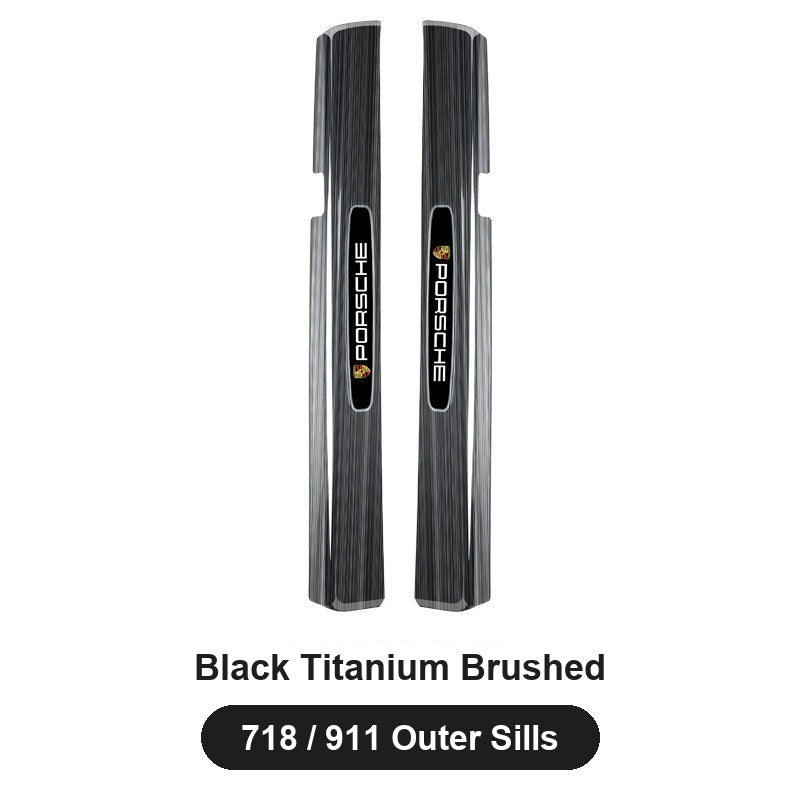 Porsche door sill guards – Black Titanium Brushed, 718 / 911 Outer Sills