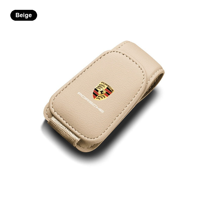 Porsche Nappa leather glasses clip - Beige