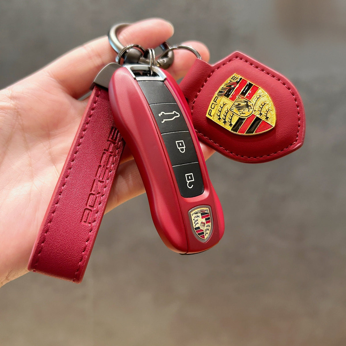 Porsche key case full set - Bordeaux Red, Type B