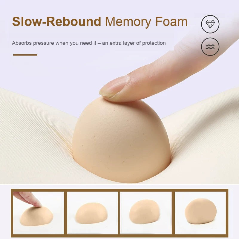 Slow-rebound memory foam filling of the Porsche headrest pillow