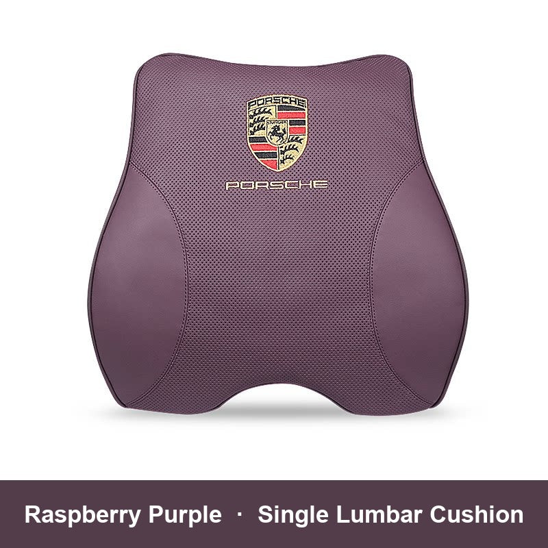 Porsche leather headrest pillow – Raspberry Purple, Single Lumbar Cushion