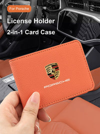 Porsche Grand Touring Crest License Wallet – 2-in-1 Leather Registration and Card Case