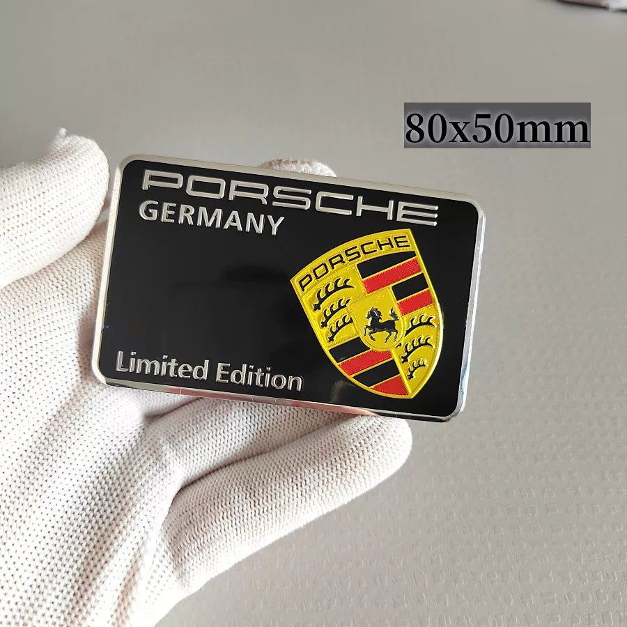 Black Porsche Limited Edition crest badge, 80 x 50 mm