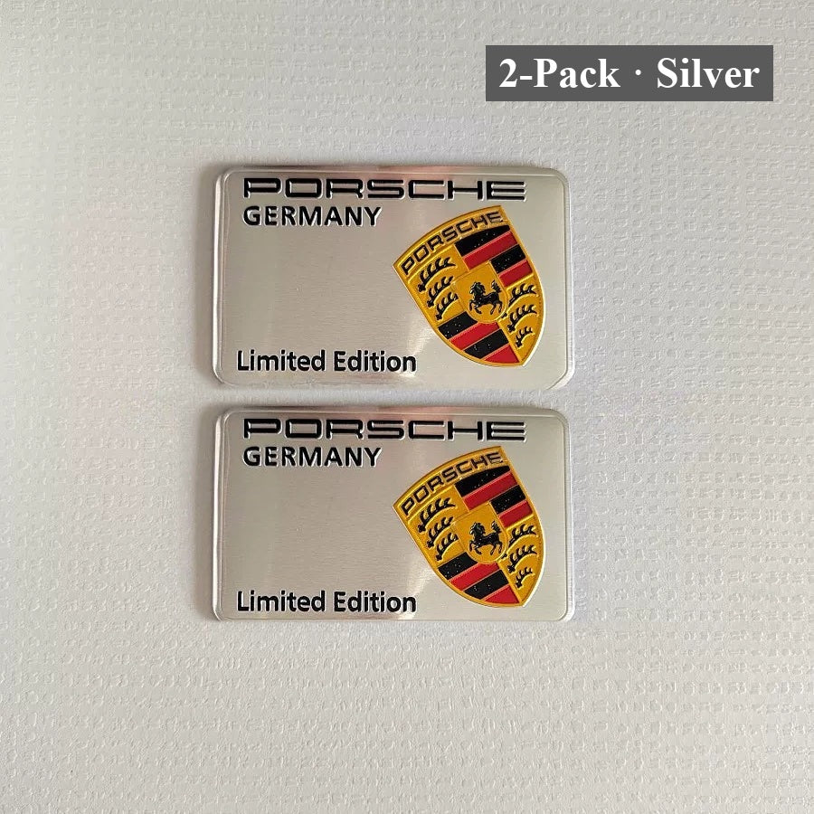 Porsche Limited Edition crest badge 2-pack in silver