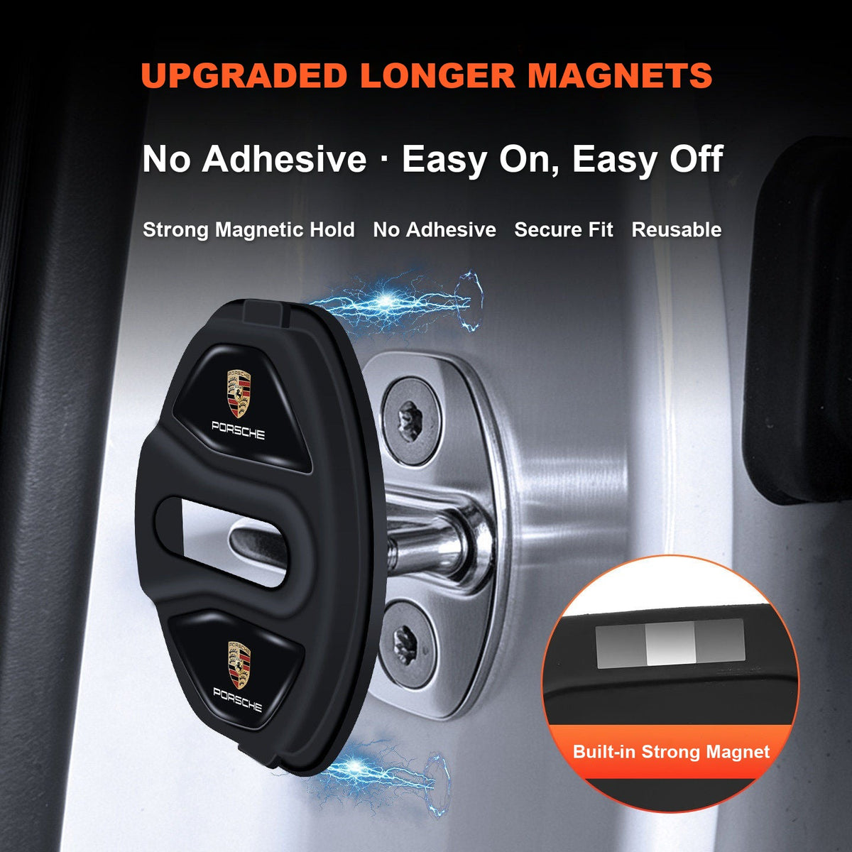 Upgraded longer magnets, no adhesive, easy on and easy off