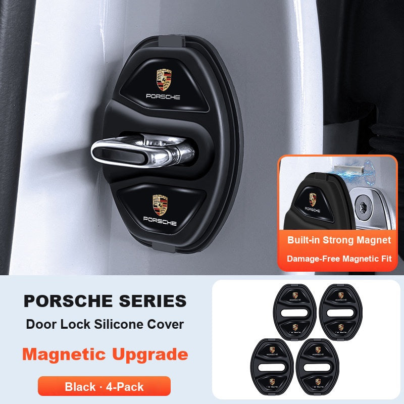Porsche magnetic door lock cover Black 4-Pack
