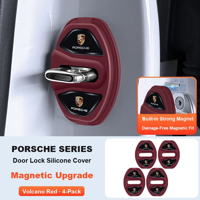 Porsche magnetic door lock cover Volcano Red 4-Pack