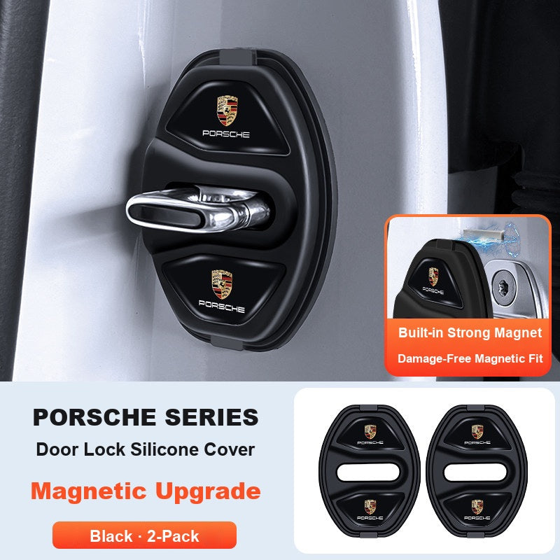 Porsche magnetic door lock cover Black 2-Pack