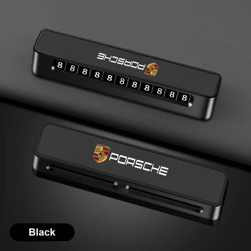 Porsche parking number plate with crest, Black