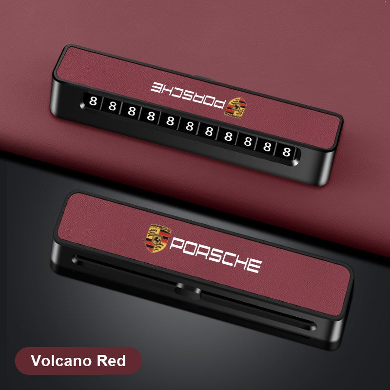 Porsche parking number plate with crest, Volcano Red