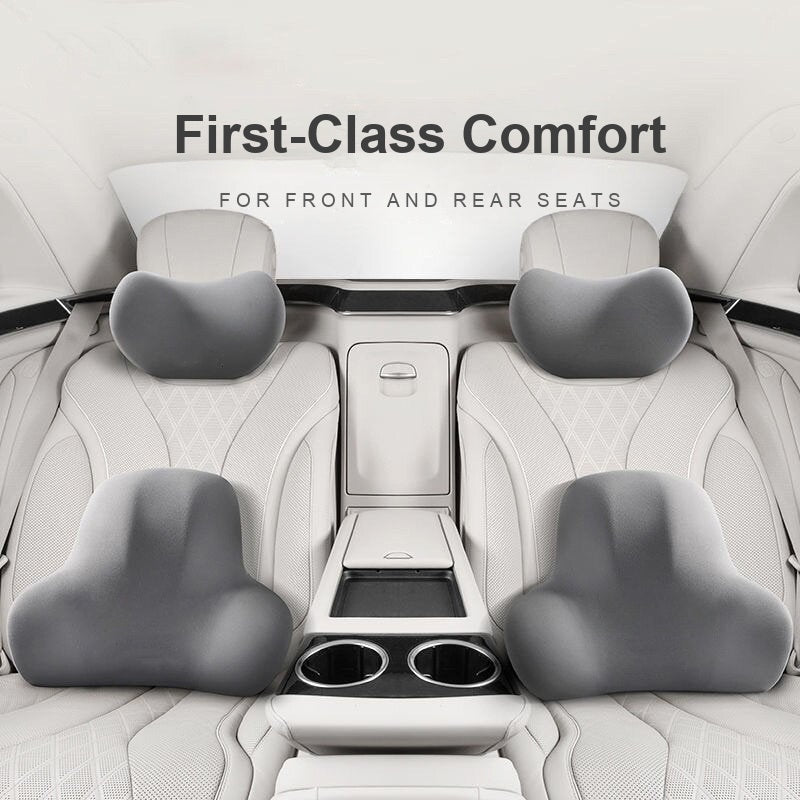 Neck pillows and lumbar cushions for front and rear seats