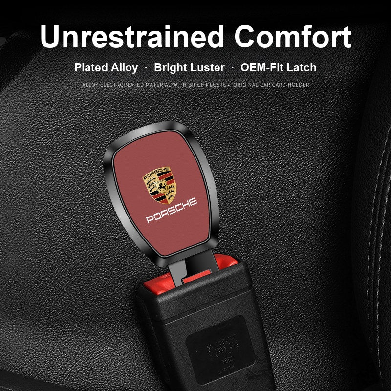 Porsche seat belt extender fitted in the seat belt buckle
