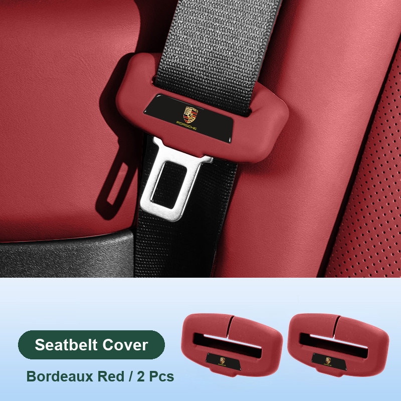 Porsche seatbelt silicone cover in Bordeaux Red, front pair (2 pcs)