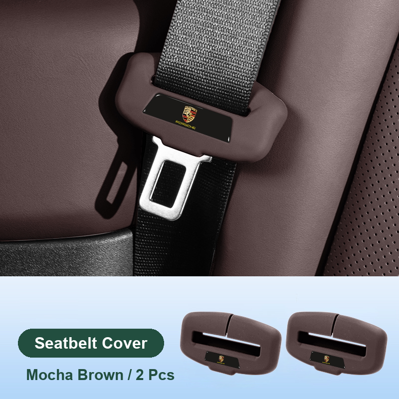 Porsche seatbelt silicone cover in Mocha Brown, front pair (2 pcs)