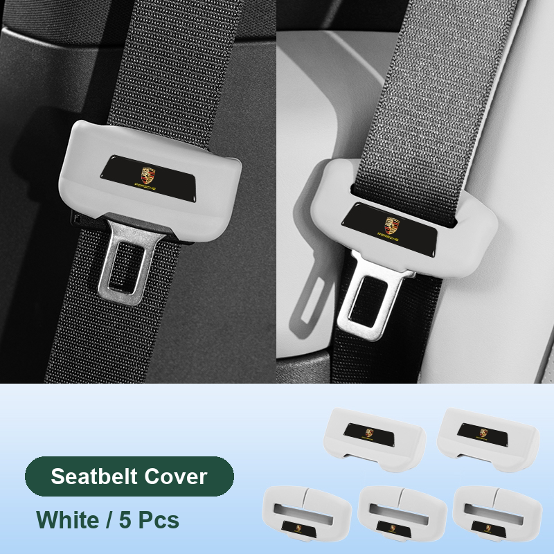 Porsche seatbelt silicone cover in White, full set (5 pcs)