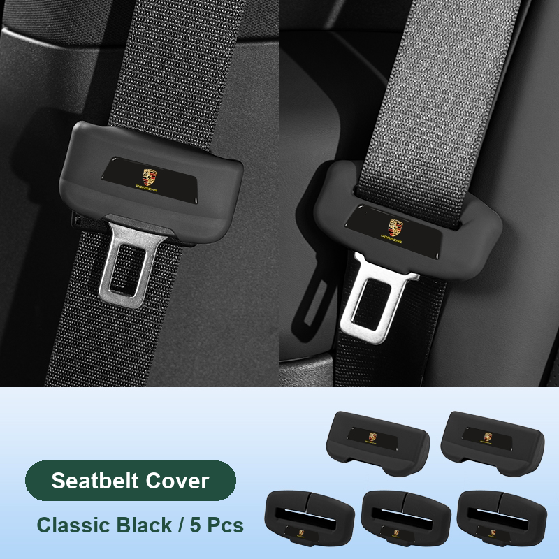 Porsche seatbelt silicone cover in Classic Black, full set (5 pcs)