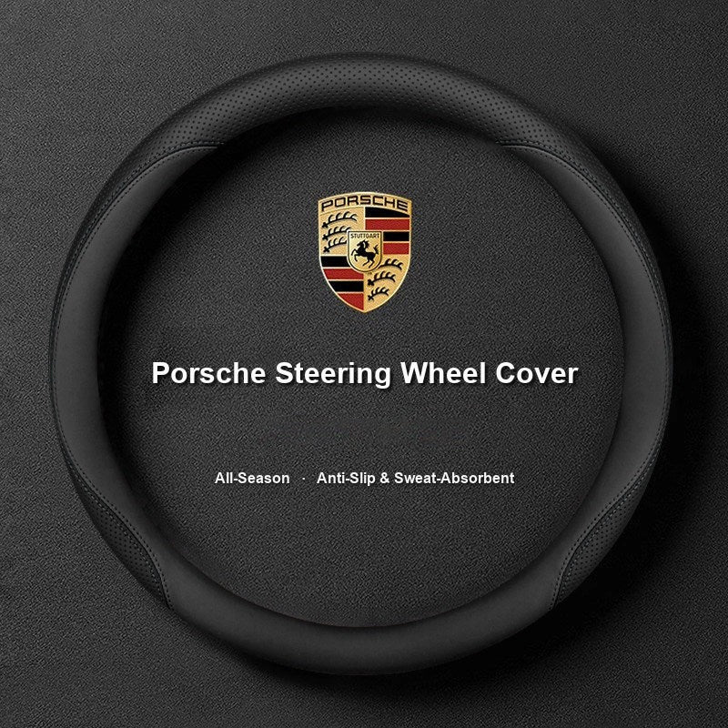 Porsche steering wheel cover – all black perforated