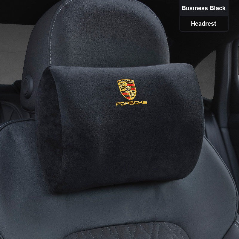Porsche suede headrest and lumbar support