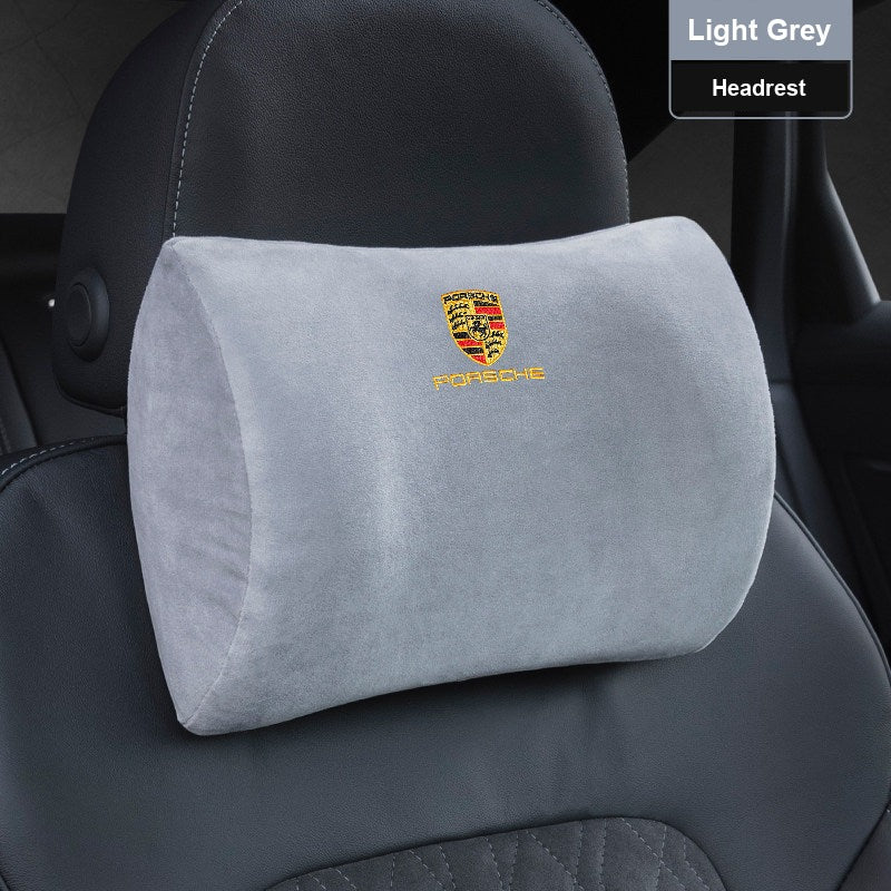 Porsche suede headrest and lumbar support