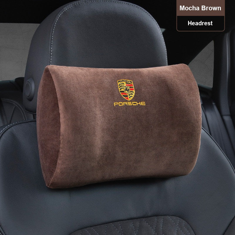 Porsche suede headrest and lumbar support