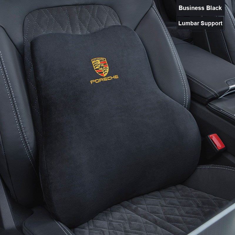 Porsche suede headrest and lumbar support