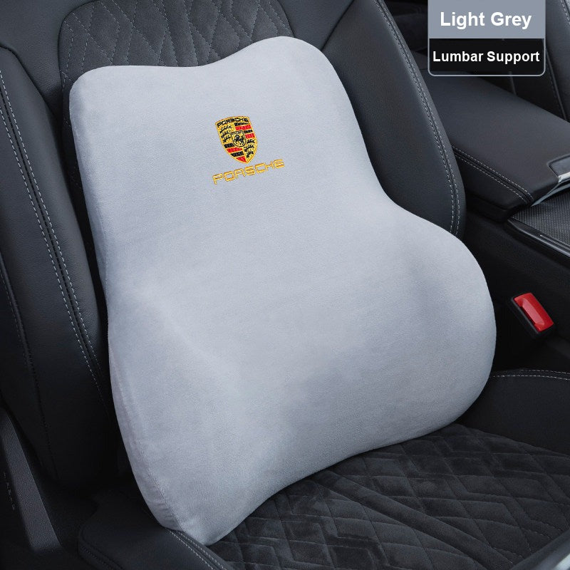 Porsche suede headrest and lumbar support