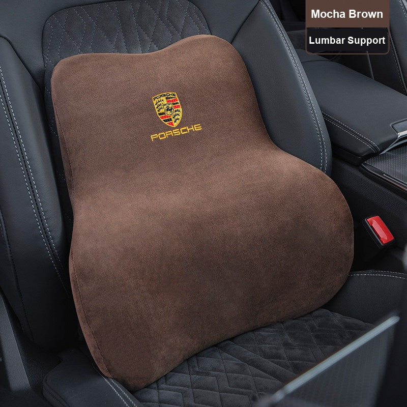 Porsche suede headrest and lumbar support