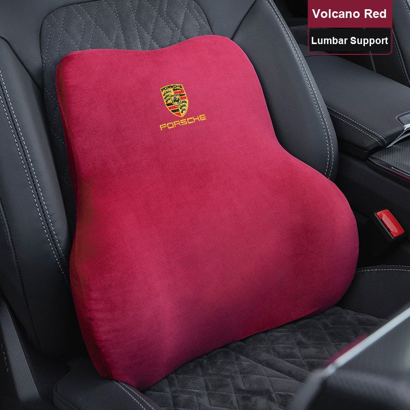 Porsche suede headrest and lumbar support