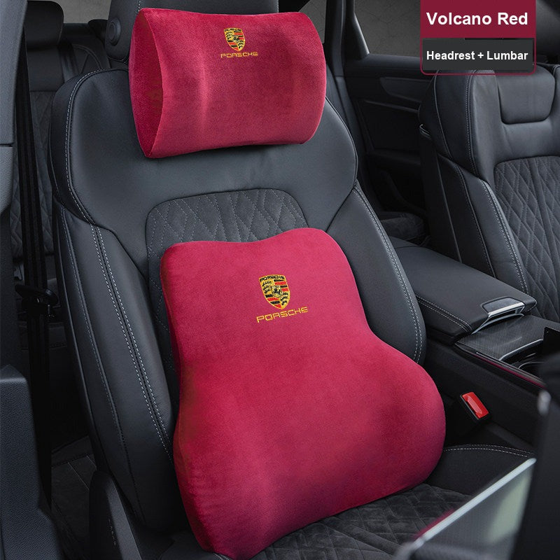 Porsche suede headrest and lumbar support