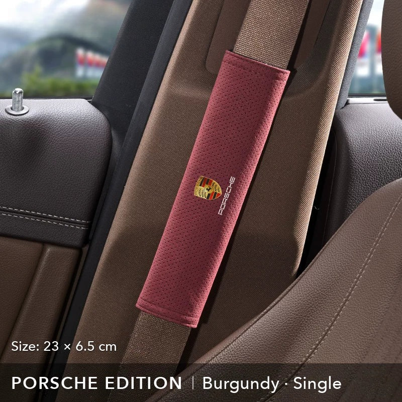 Porsche Edition suede seat belt shoulder pad, Burgundy, 23 cm, single