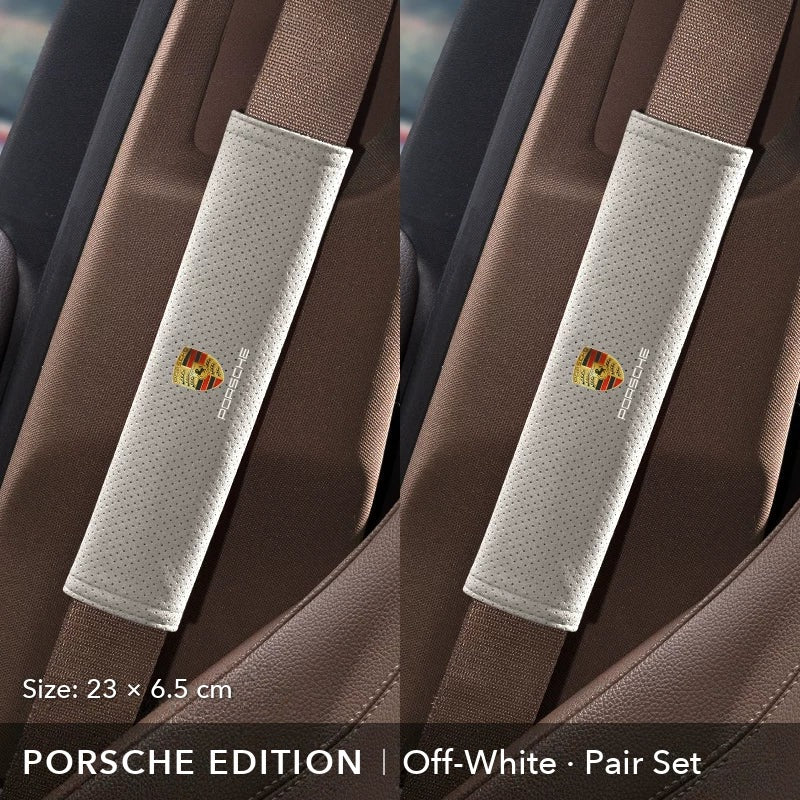 Porsche Edition suede seat belt shoulder pad, Off-White, 23 cm, pair set