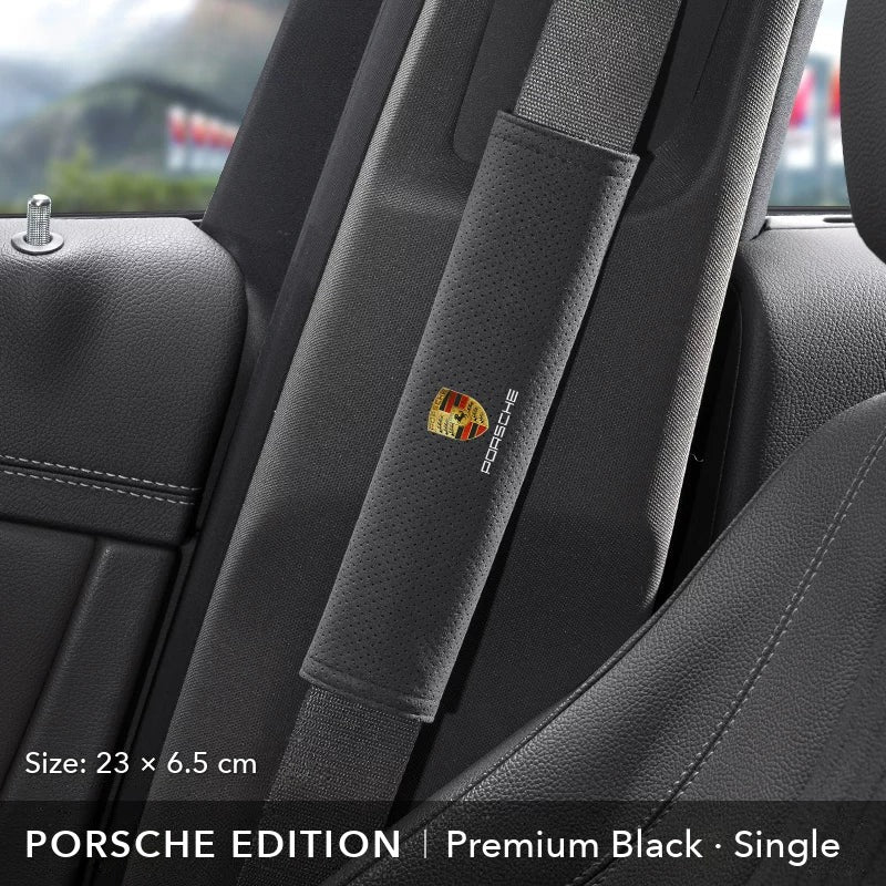 Porsche Edition suede seat belt shoulder pad, Premium Black, 23 cm, single