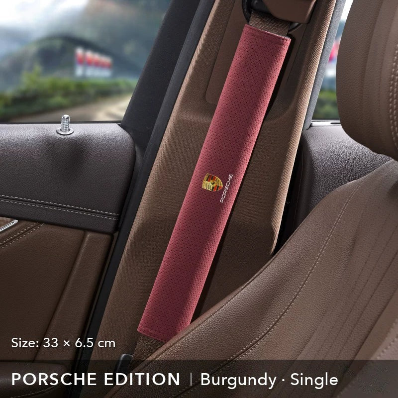 Porsche Edition suede seat belt shoulder pad, Burgundy, 33 cm, single