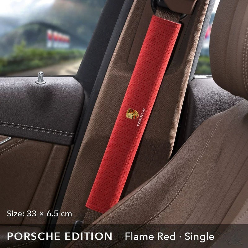Porsche Edition suede seat belt shoulder pad, Flame Red, 33 cm, single