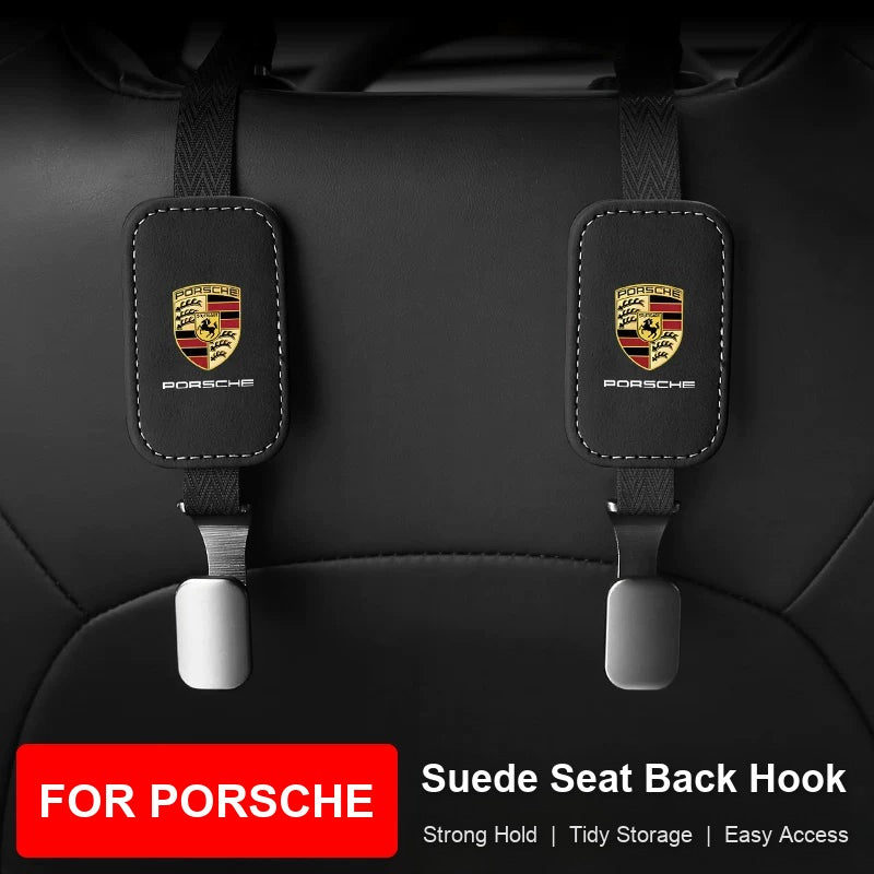 Porsche suede seat back hooks in black for Cayenne E-Hybrid