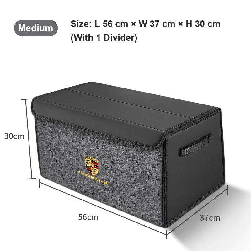 Porsche suede-finish trunk organizer, Medium (56 cm), Gray