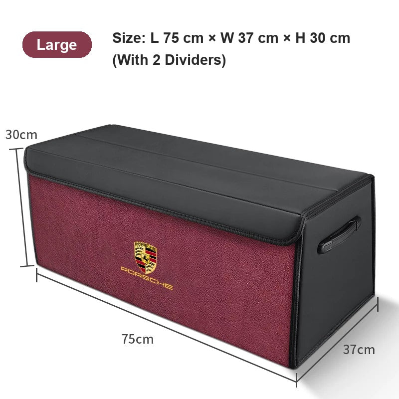Porsche suede-finish trunk organizer, Large (75 cm), Burgundy