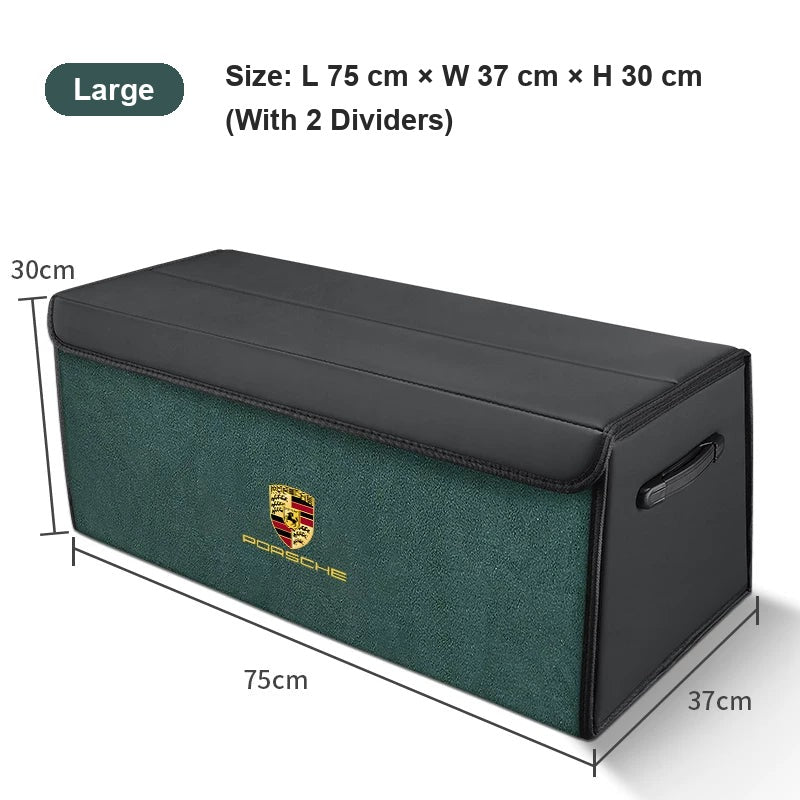 Porsche suede-finish trunk organizer, Large (75 cm), Green