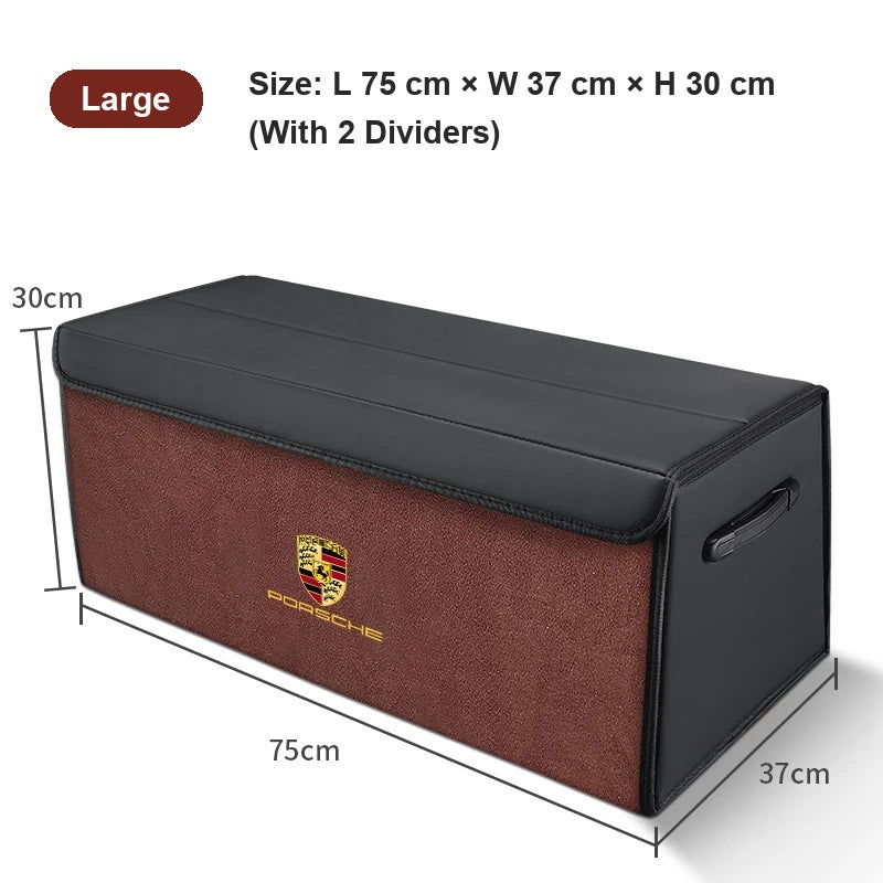Porsche suede-finish trunk organizer, Large (75 cm), Brown